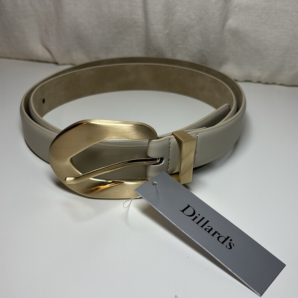 Dillards White Belt With Gold Buckle | Sz XL | NWT - Picture 4 of 7